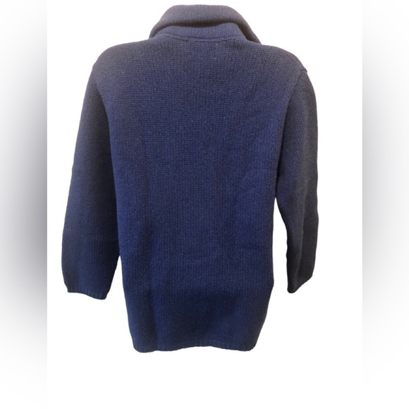 VTG Rosanna Shetland Wool Knit Double Breasted Cardigan Sweater Sz S Blue Cozy - Picture 6 of 8